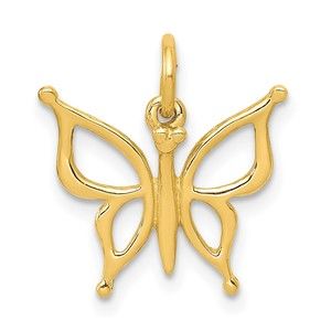 10k Yellow Genuine Gold Butterfly Necklace Charm Pendant